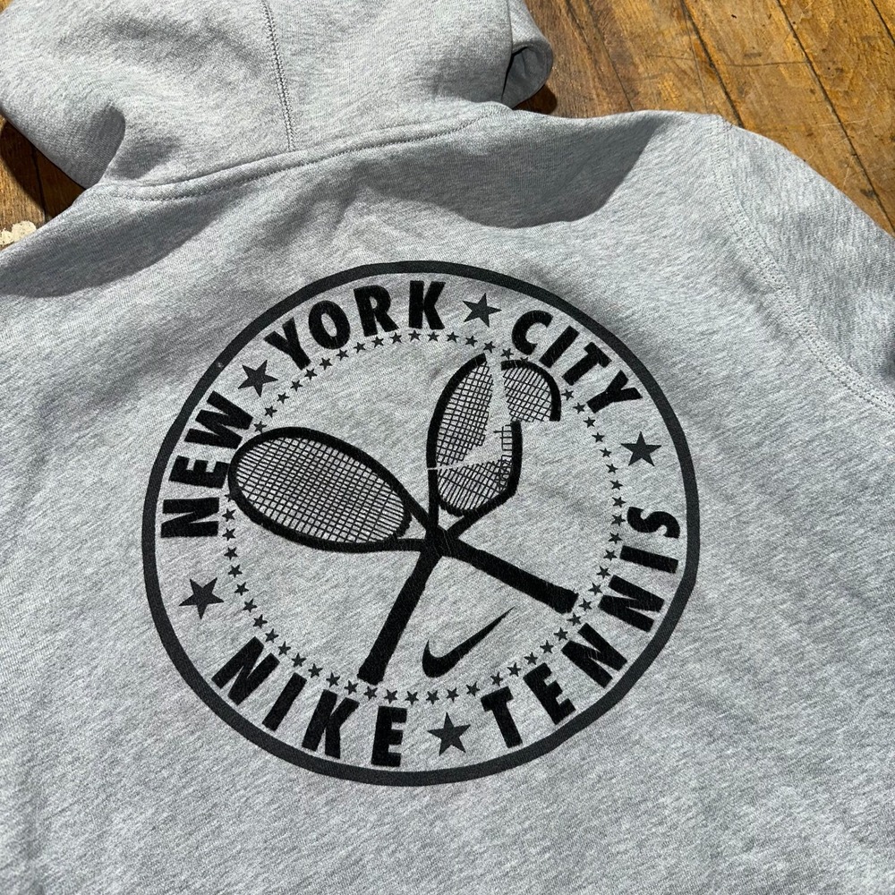 Nike Hoodie Men's Large Heather Gray Fleece Long Sleeve Full Zipper Sportswear